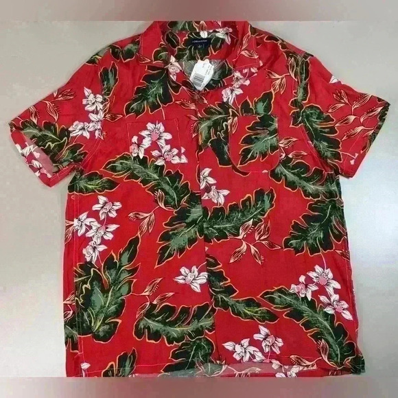 J. Crew Other - J Crew Camp Collar Hawaiian Aloha Shirt Mens Large Coconut Buttons 100% Viscose
